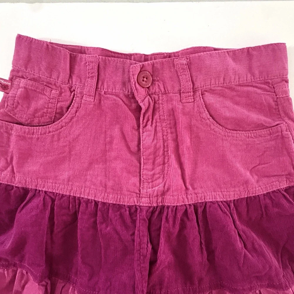 The Children's Place Corduroy Tiered Ruffle Skirt Pink Girls 8 Cowgirl Boho NWT
